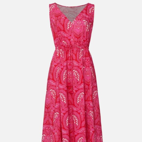 Figue Indira Batik Print Tiered Ruffle Hem Maxi Dress Pink XL - Picture 3 of 9